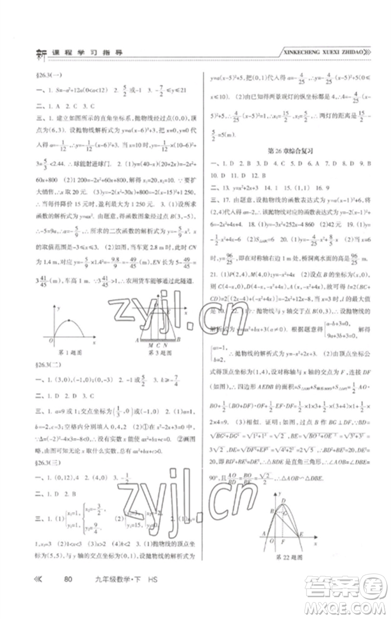 南方出版社2023新課程學(xué)習(xí)指導(dǎo)九年級(jí)數(shù)學(xué)下冊(cè)華師大版參考答案