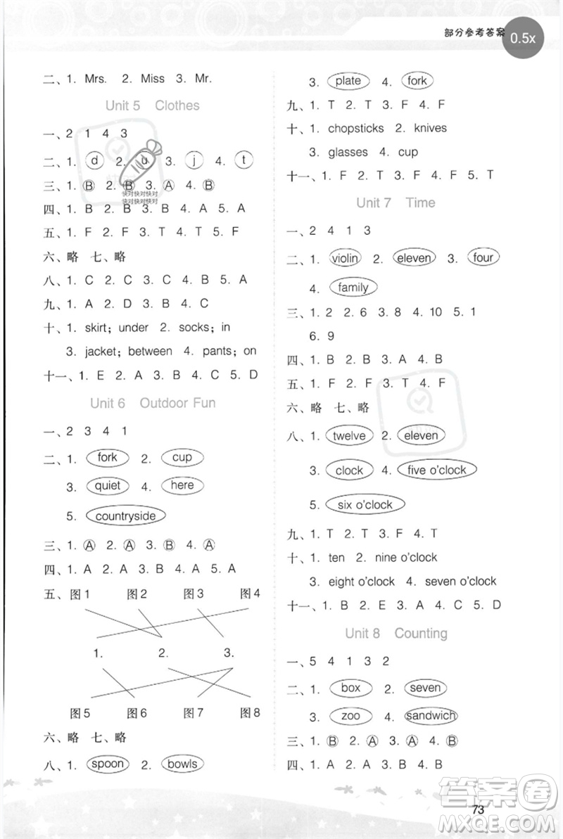 廣西師范大學(xué)出版社2023新課程學(xué)習(xí)輔導(dǎo)三年級(jí)英語下冊(cè)粵人版參考答案