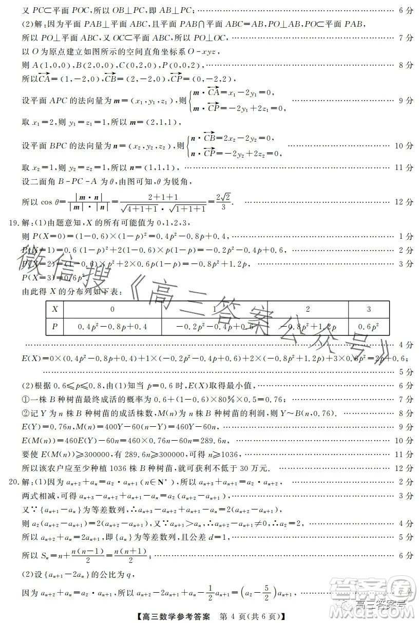 2023金科大聯(lián)考高三3月質(zhì)量檢測數(shù)學試卷答案