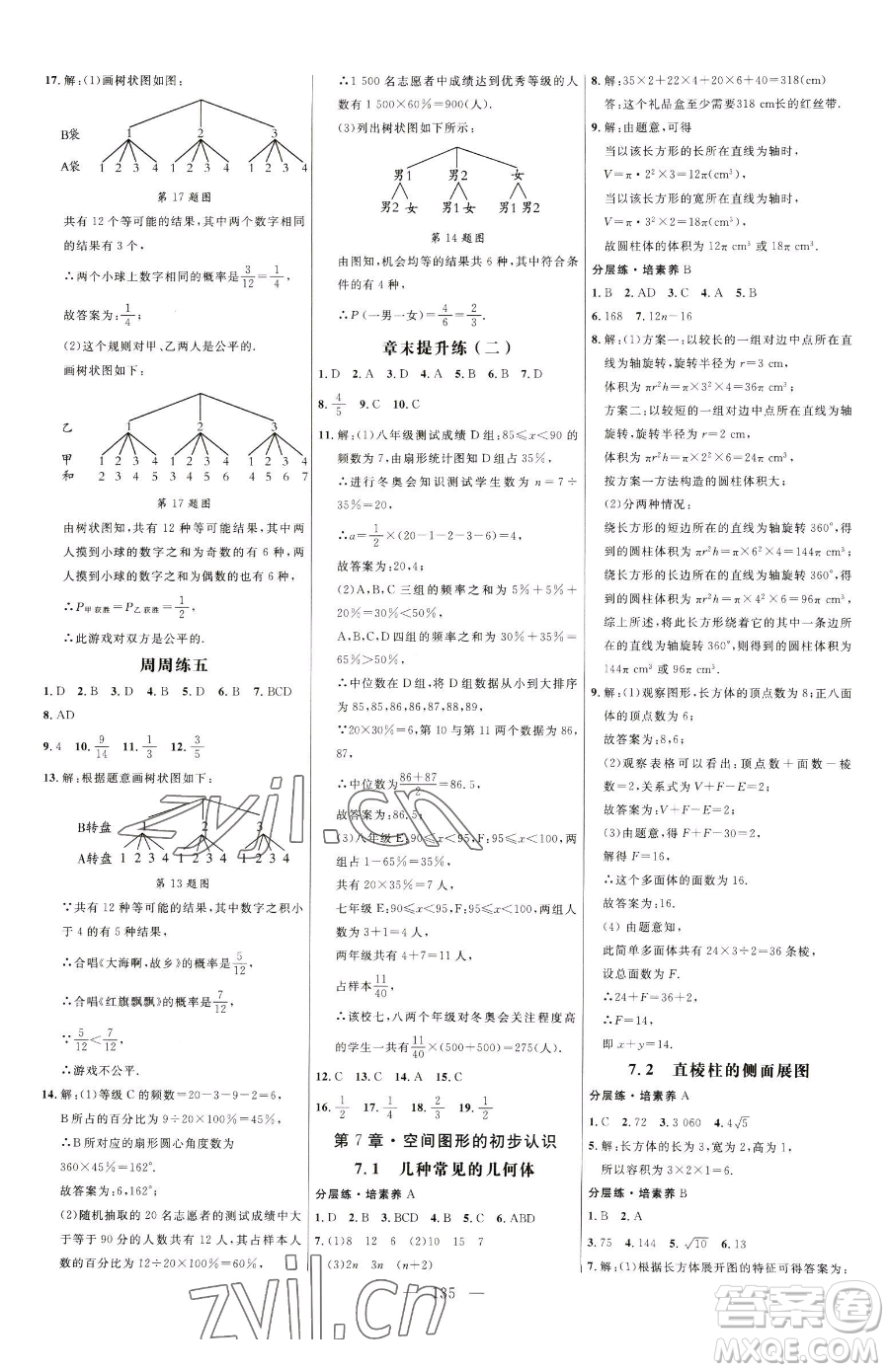 延邊大學(xué)出版社2023細(xì)解巧練九年級(jí)下冊(cè)數(shù)學(xué)青島版參考答案