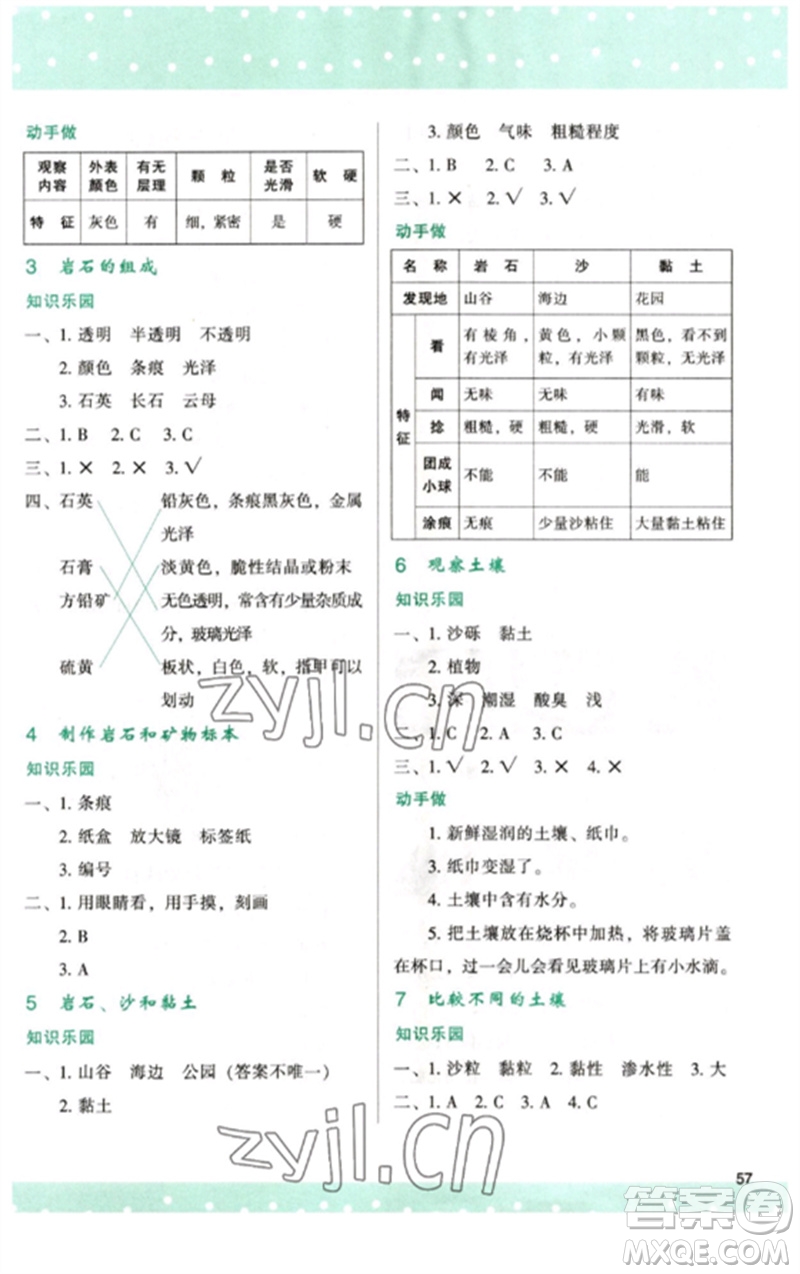 陜西人民教育出版社2023新課程學(xué)習(xí)與評(píng)價(jià)四年級(jí)科學(xué)下冊(cè)教科版參考答案