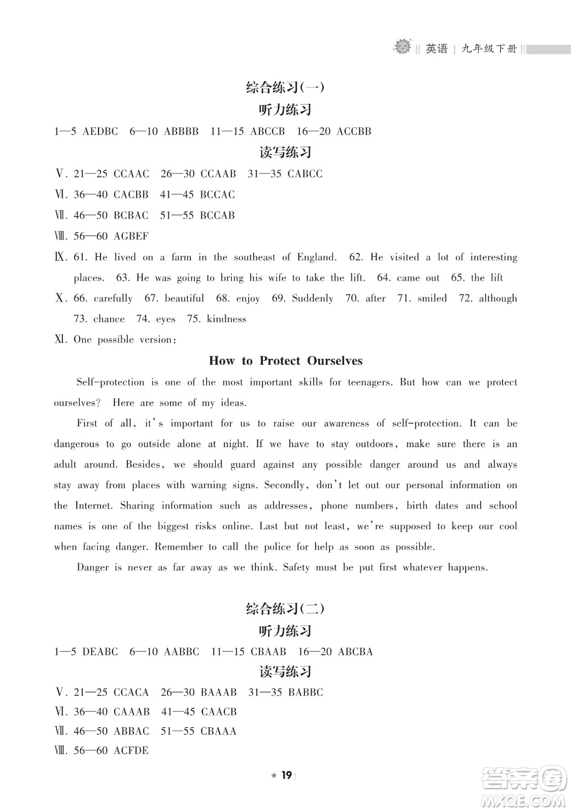 海南出版社2023新課程課堂同步練習冊九年級下冊英語人教版參考答案