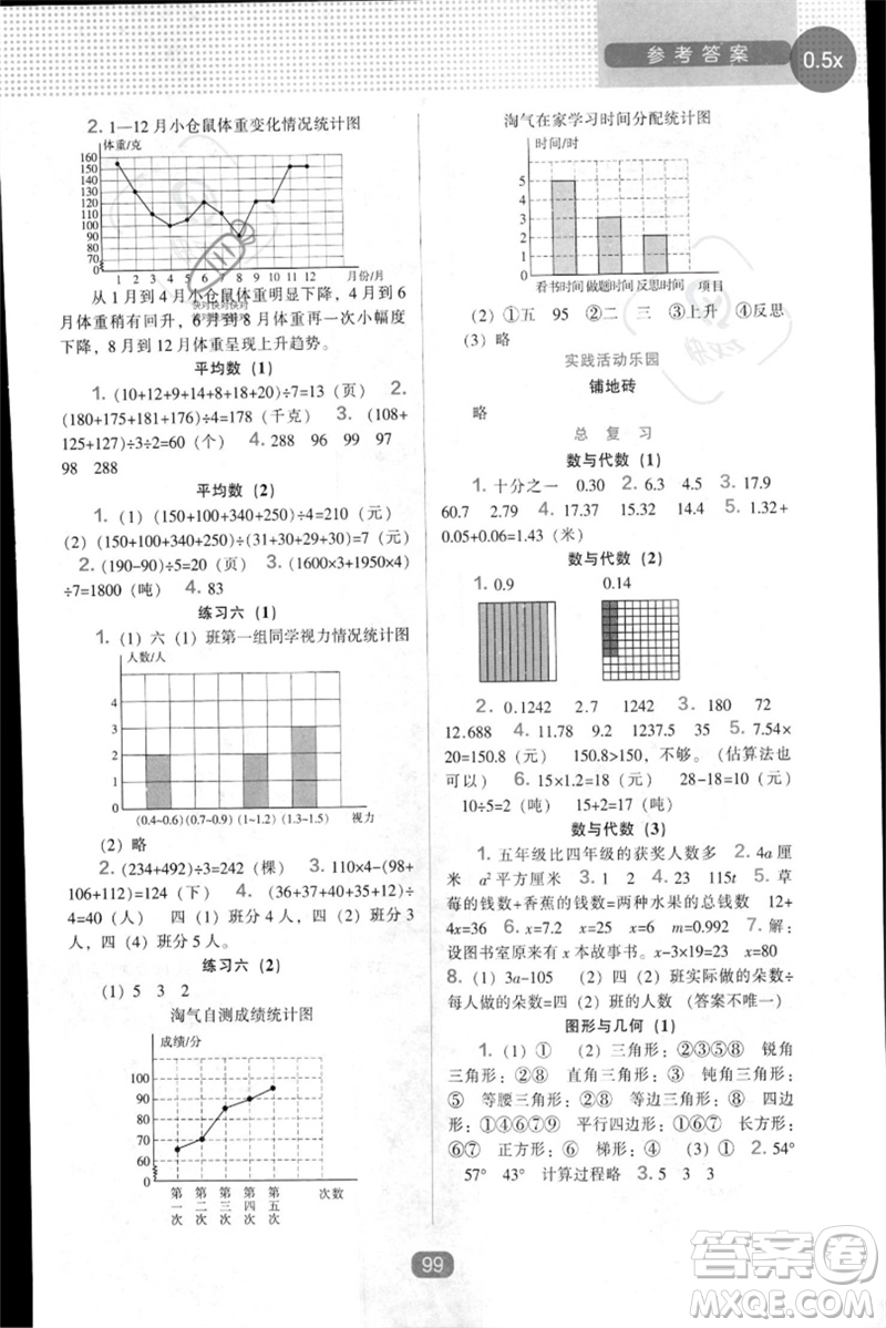 遼海出版社2023新課程能力培養(yǎng)四年級數(shù)學(xué)下冊北師大版參考答案