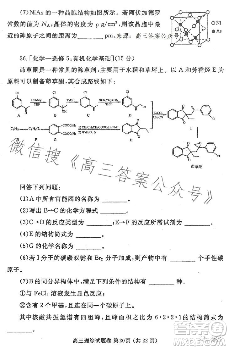 鄭州市2023高中畢業(yè)年級第二次質(zhì)量監(jiān)測理科綜合試卷答案