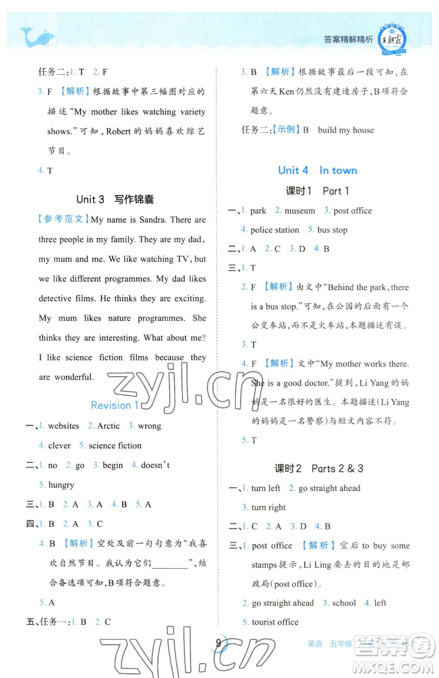 江西人民出版社2023王朝霞德才兼?zhèn)渥鳂I(yè)創(chuàng)新設計五年級下冊英語劍橋版參考答案