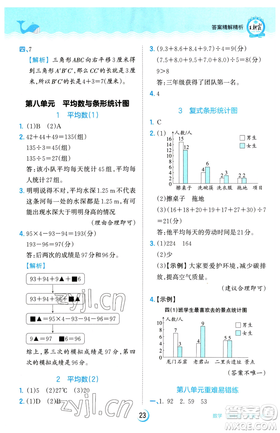 江西人民出版社2023王朝霞德才兼?zhèn)渥鳂I(yè)創(chuàng)新設(shè)計四年級下冊數(shù)學(xué)人教版參考答案