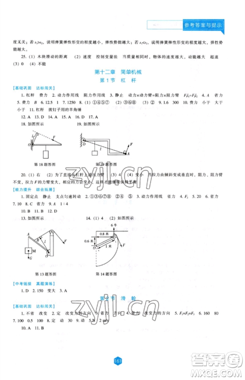 遼海出版社2023新課程物理能力培養(yǎng)八年級下冊人教版參考答案