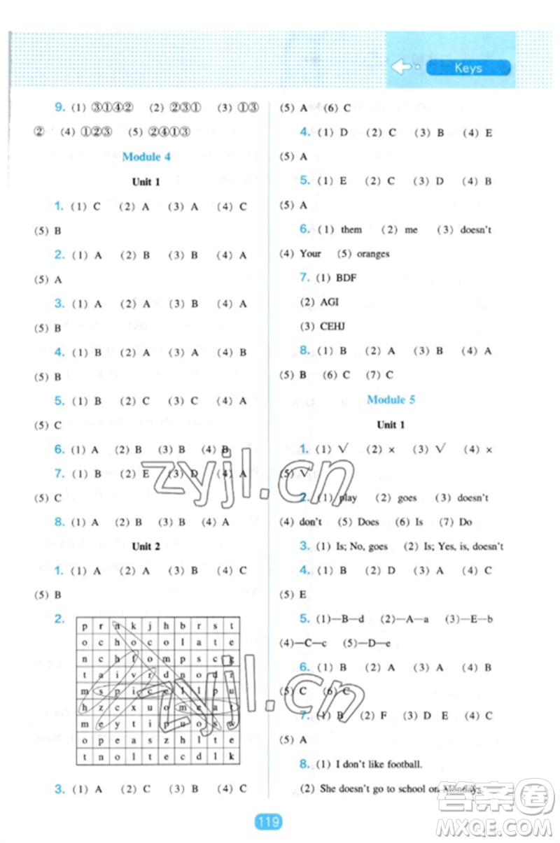 遼海出版社2023新課程能力培養(yǎng)三年級(jí)英語(yǔ)下冊(cè)三起點(diǎn)外研版參考答案