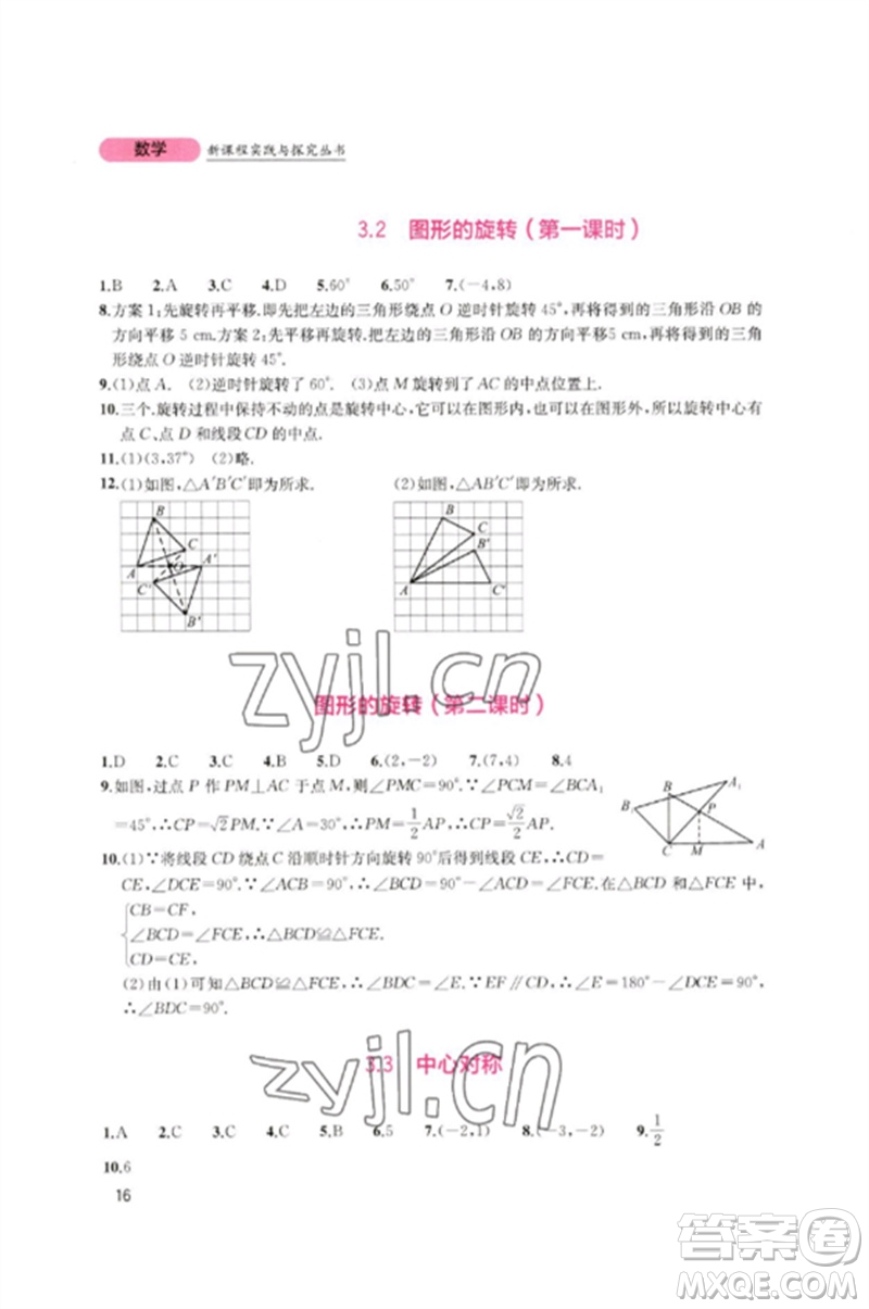 四川教育出版社2023新課程實踐與探究叢書八年級數(shù)學(xué)下冊北師大版參考答案