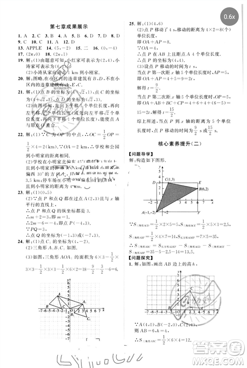 山東教育出版社2023初中同步練習冊分層卷七年級數(shù)學下冊人教版參考答案