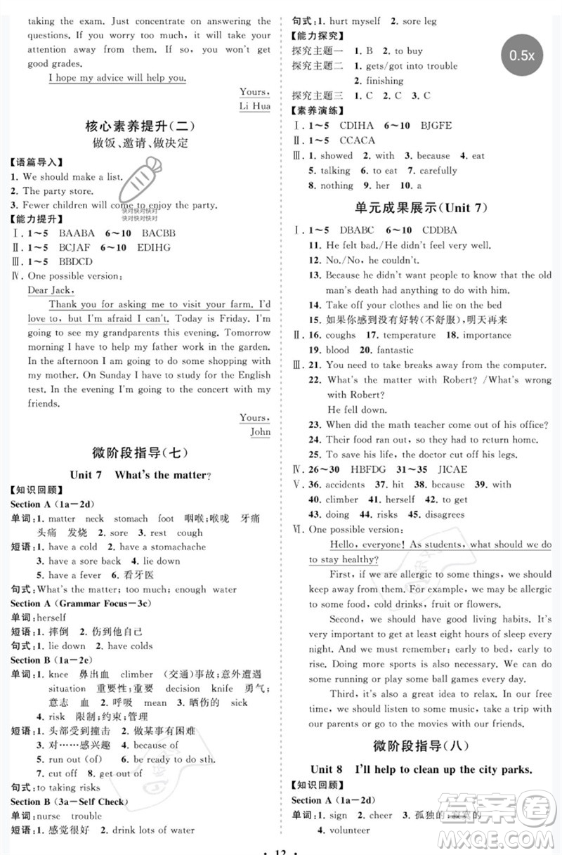 山東教育出版社2023初中同步練習(xí)冊(cè)分層卷七年級(jí)英語(yǔ)下冊(cè)魯教版五四制參考答案