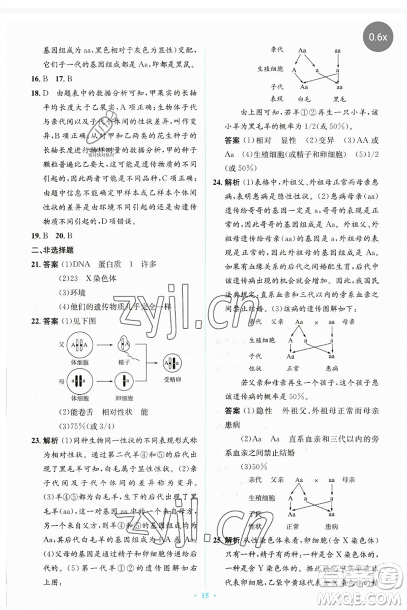 人民教育出版社2023人教金學(xué)典同步解析與測(cè)評(píng)學(xué)考練八年級(jí)生物下冊(cè)人教版參考答案