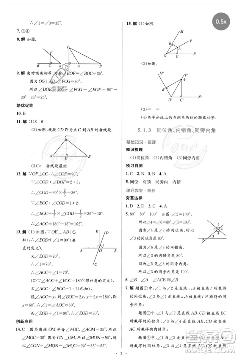 人民教育出版社2023人教金學典同步解析與測評學考練七年級數(shù)學下冊人教版參考答案