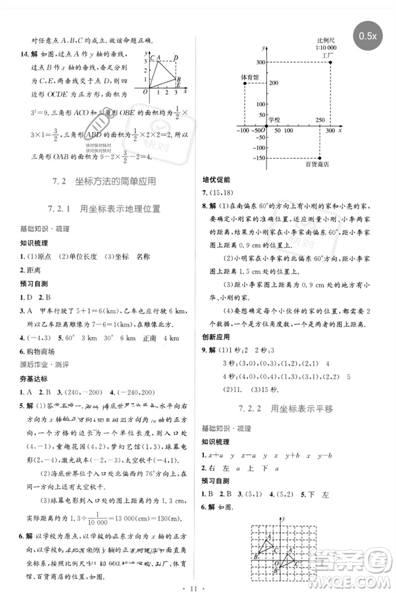 人民教育出版社2023人教金學典同步解析與測評學考練七年級數(shù)學下冊人教版參考答案