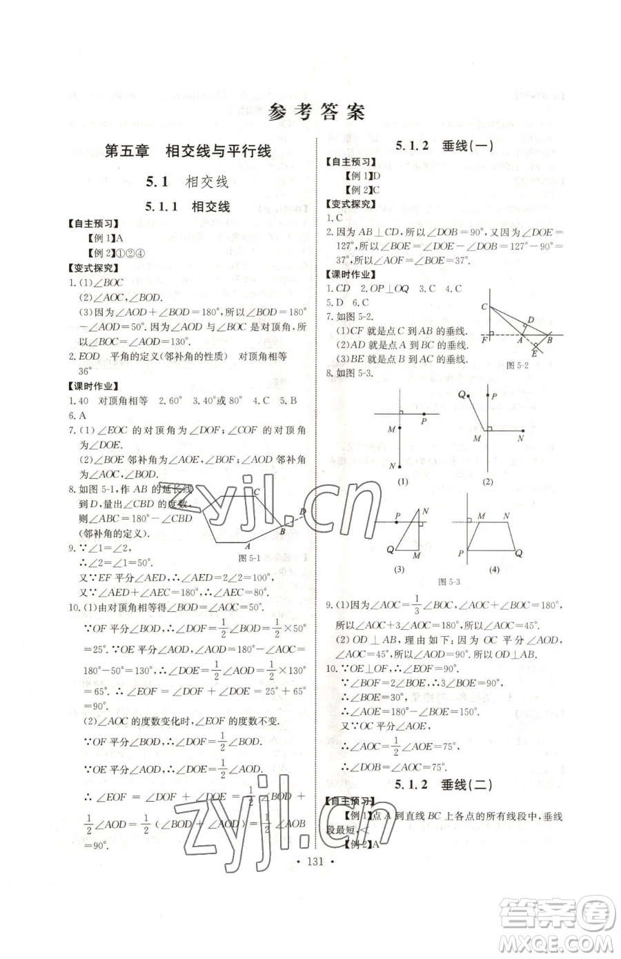 長江少年兒童出版社2023長江全能學(xué)案同步練習(xí)冊七年級下冊數(shù)學(xué)人教版參考答案