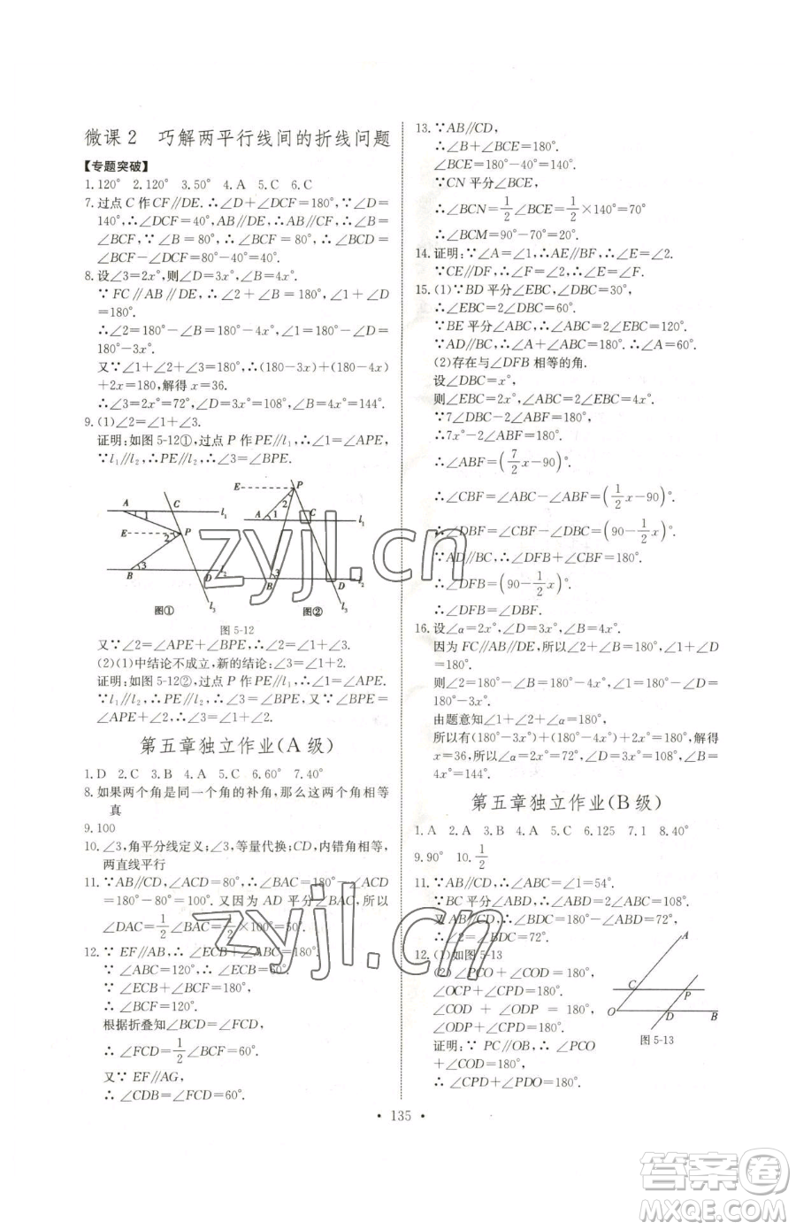 長江少年兒童出版社2023長江全能學(xué)案同步練習(xí)冊七年級下冊數(shù)學(xué)人教版參考答案