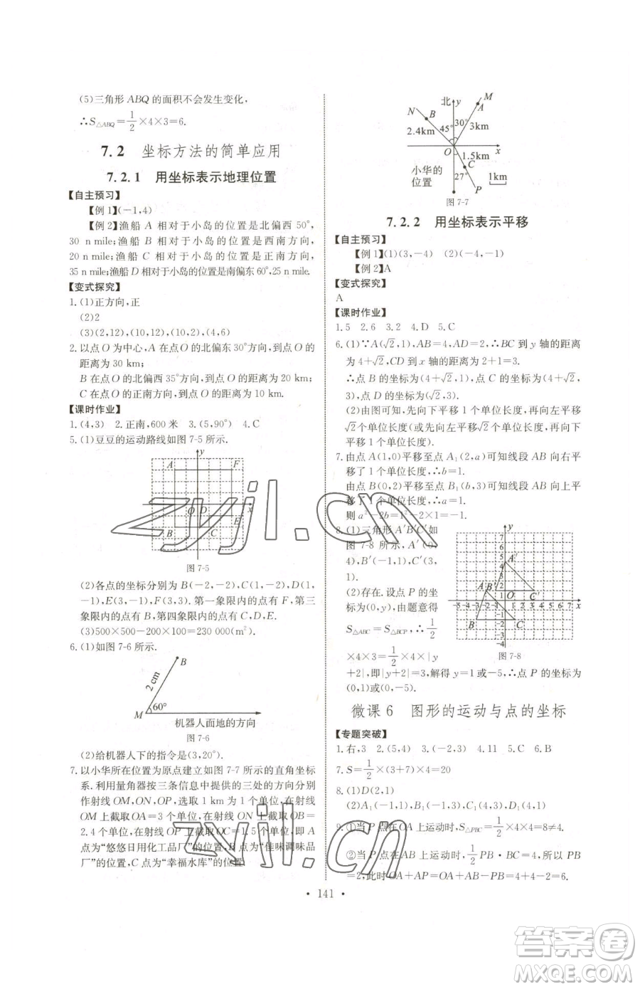 長江少年兒童出版社2023長江全能學(xué)案同步練習(xí)冊七年級下冊數(shù)學(xué)人教版參考答案