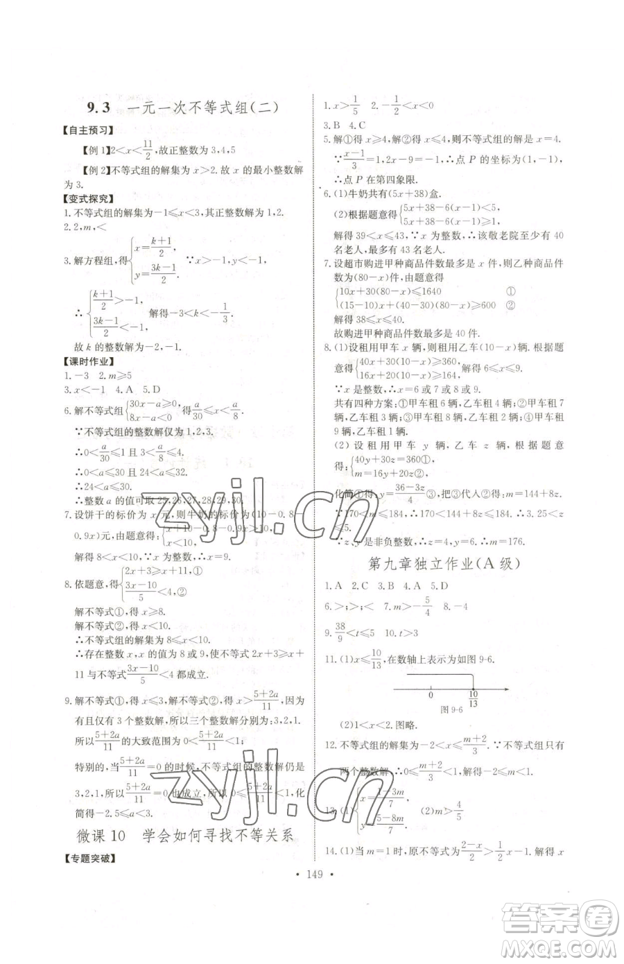 長江少年兒童出版社2023長江全能學(xué)案同步練習(xí)冊七年級下冊數(shù)學(xué)人教版參考答案