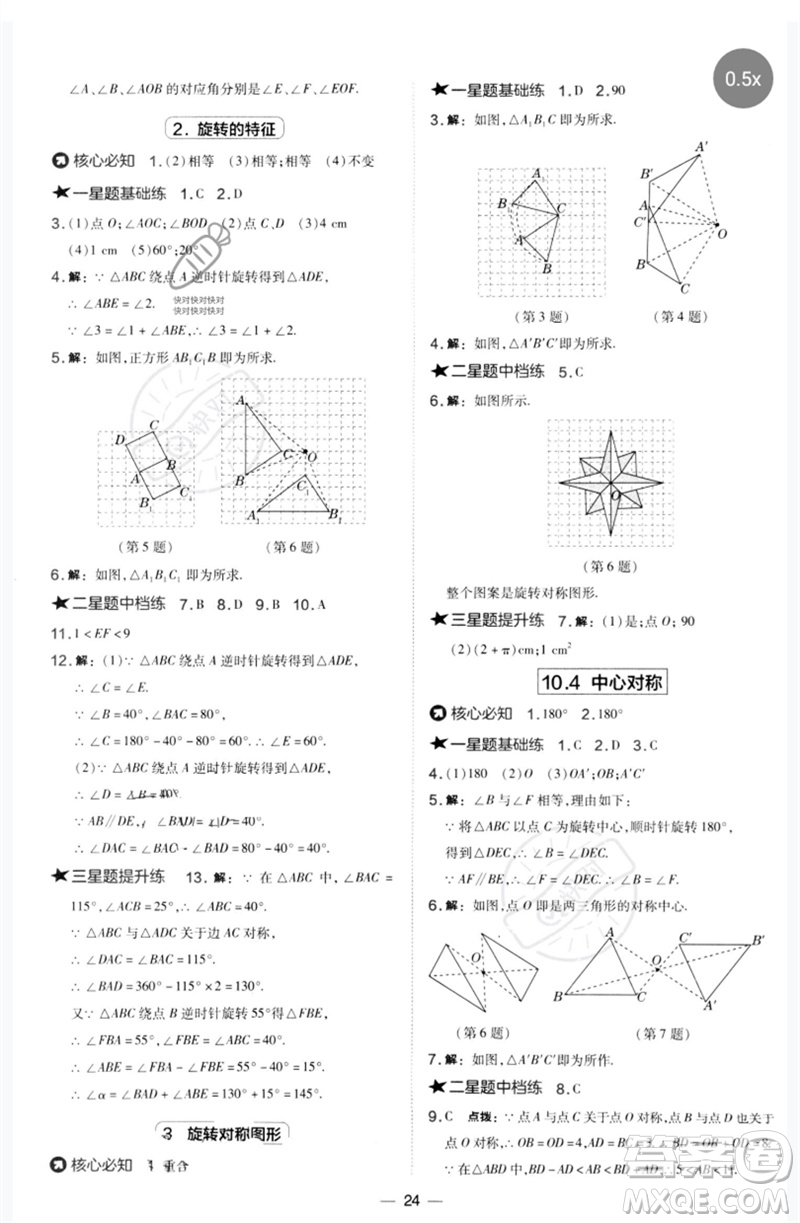 山西教育出版社2023點(diǎn)撥訓(xùn)練七年級(jí)數(shù)學(xué)下冊(cè)華師大版參考答案