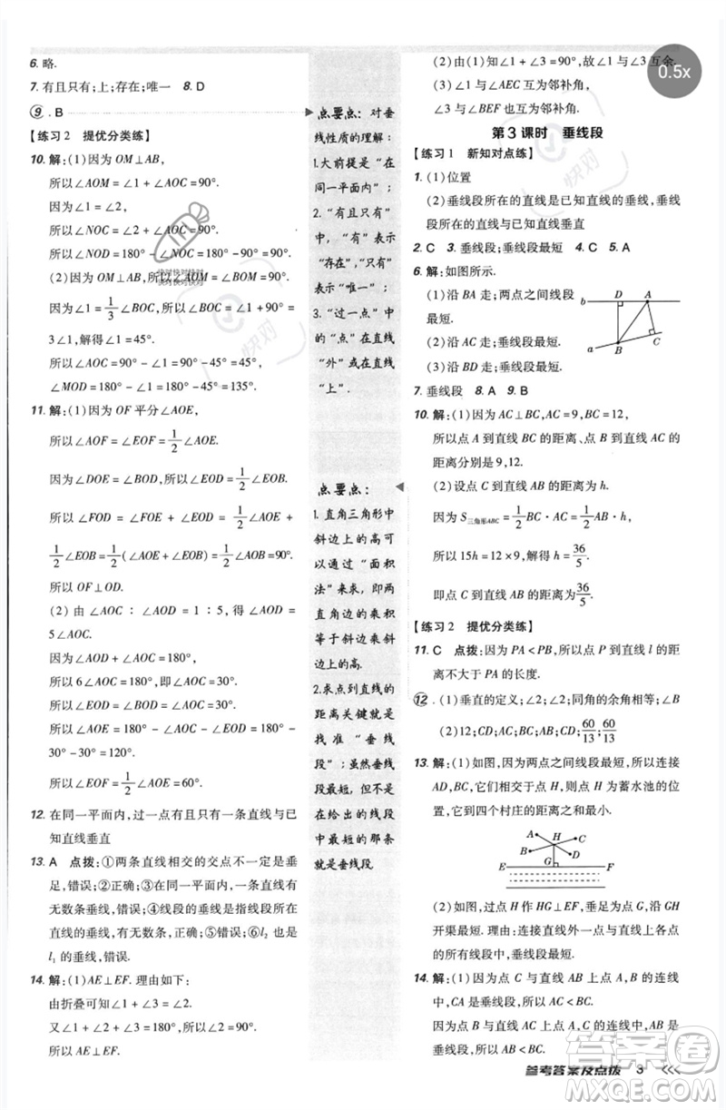 吉林教育出版社2023點撥訓練七年級數(shù)學下冊人教版參考答案