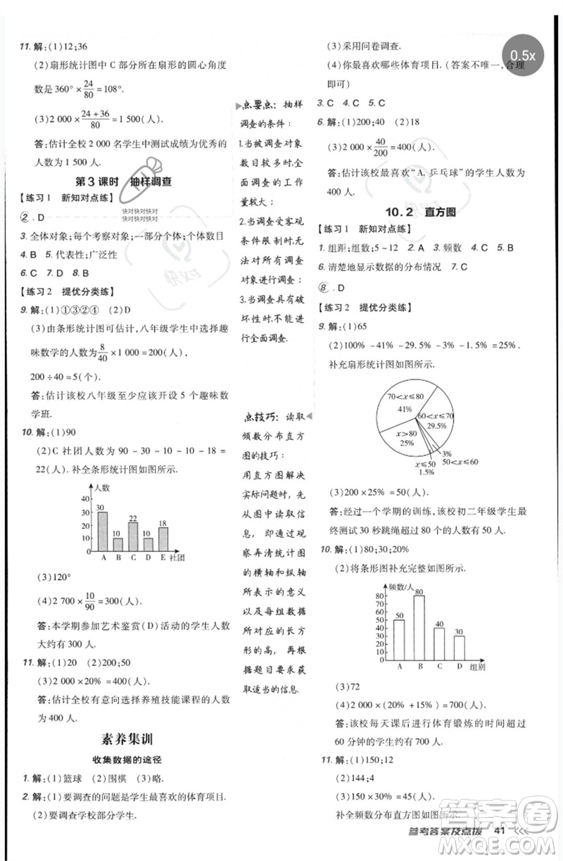 吉林教育出版社2023點撥訓練七年級數(shù)學下冊人教版參考答案