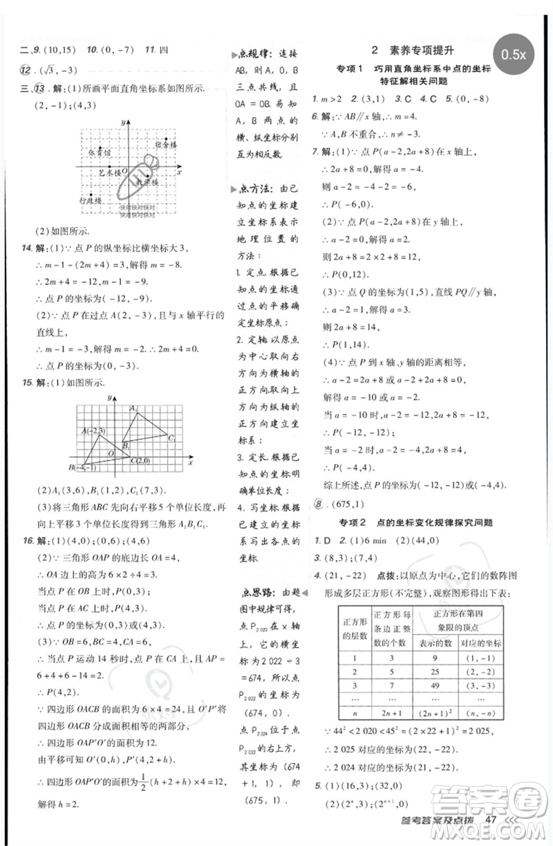 吉林教育出版社2023點撥訓練七年級數(shù)學下冊人教版參考答案