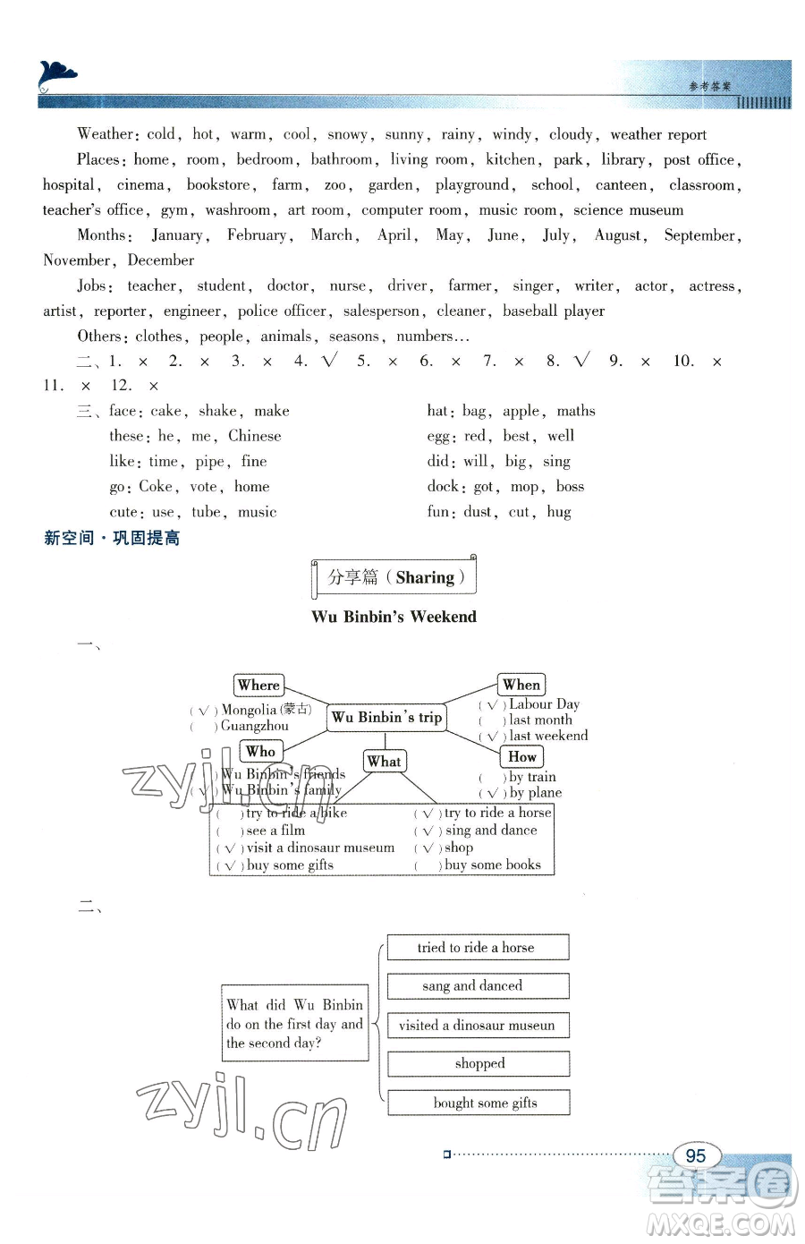 廣東教育出版社2023南方新課堂金牌學案六年級下冊英語人教PEP版參考答案