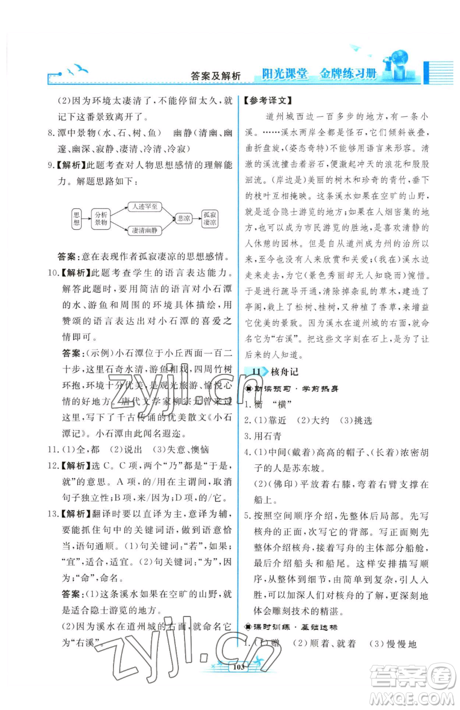 人民教育出版社2023陽光課堂金牌練習(xí)冊八年級下冊語文人教版福建專版參考答案