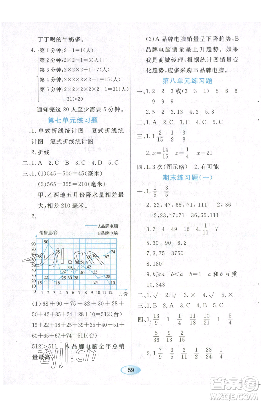 黑龍江教育出版社2023資源與評價五年級下冊數(shù)學(xué)人教版參考答案