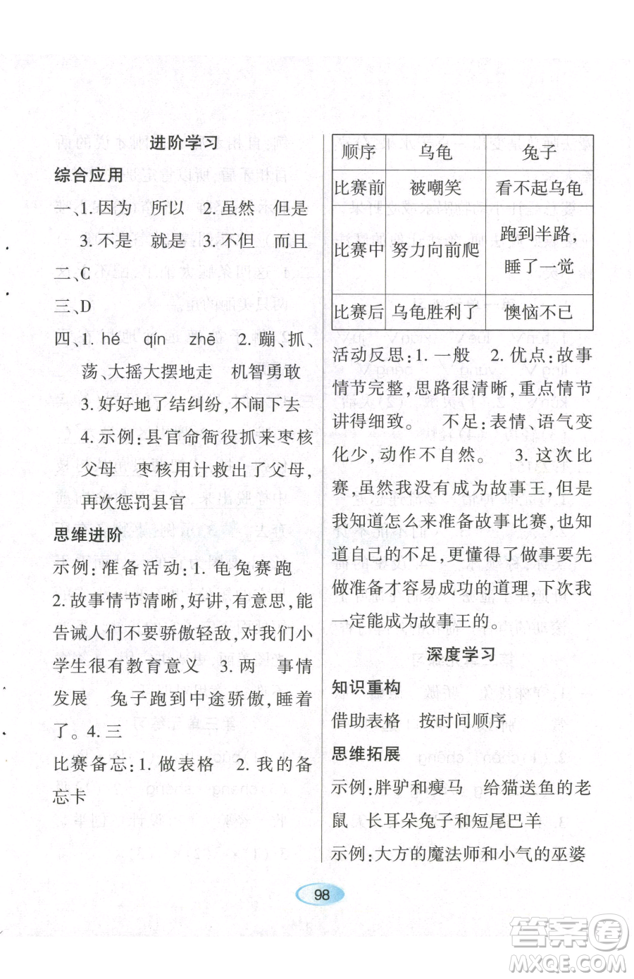 黑龍江教育出版社2023資源與評(píng)價(jià)三年級(jí)下冊(cè)語(yǔ)文人教版參考答案