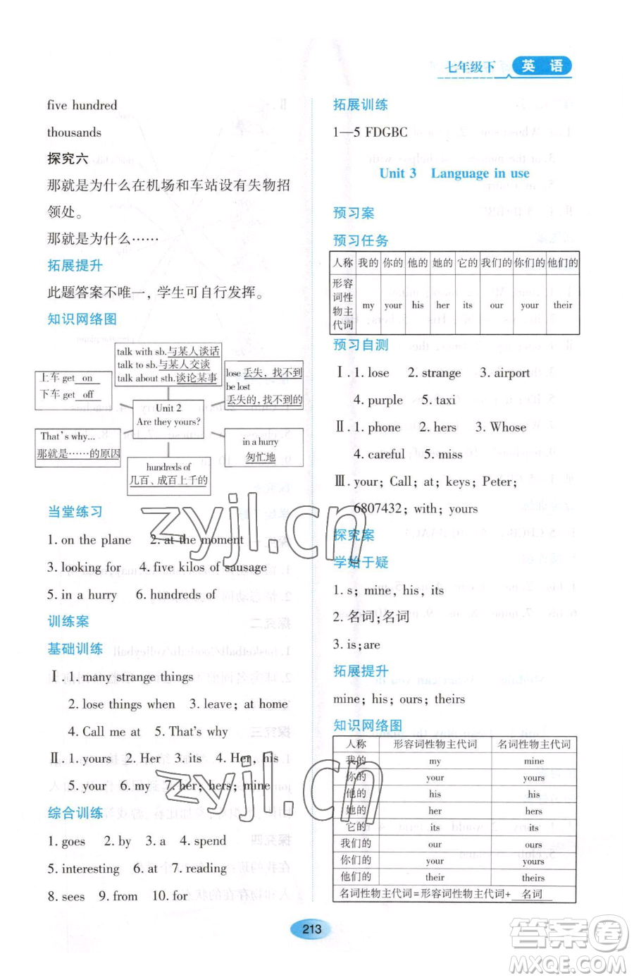 黑龍江教育出版社2023資源與評價(jià)七年級下冊英語外研版參考答案