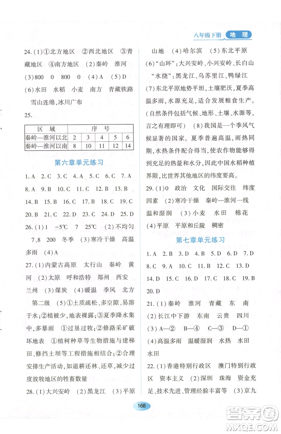 黑龍江教育出版社2023資源與評價八年級下冊地理人教版大慶專版參考答案