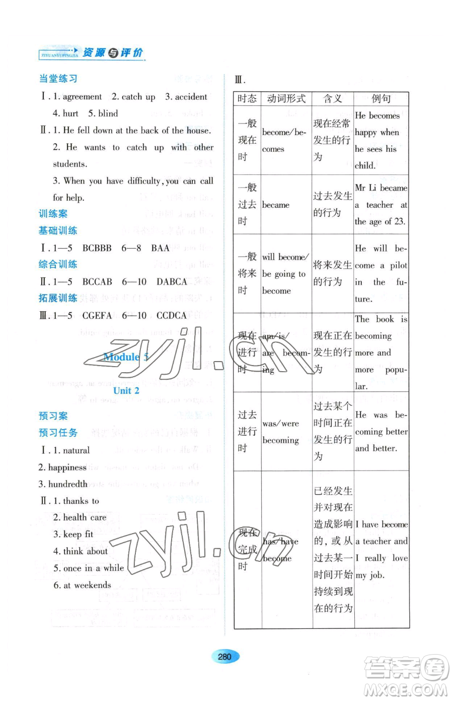 黑龍江教育出版社2023資源與評價九年級下冊英語外研版參考答案