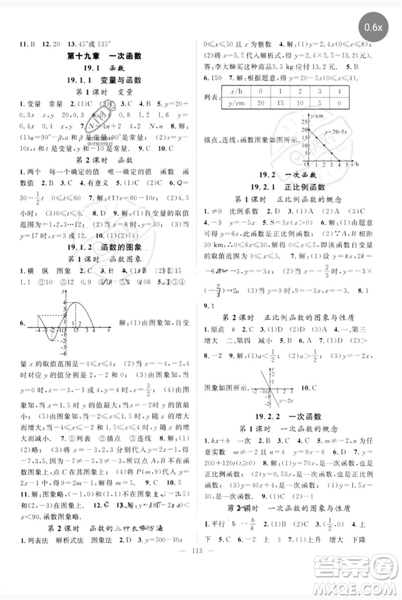 長(zhǎng)江少年兒童出版社2023優(yōu)質(zhì)課堂導(dǎo)學(xué)案B自主作業(yè)八年級(jí)數(shù)學(xué)下冊(cè)人教版參考答案