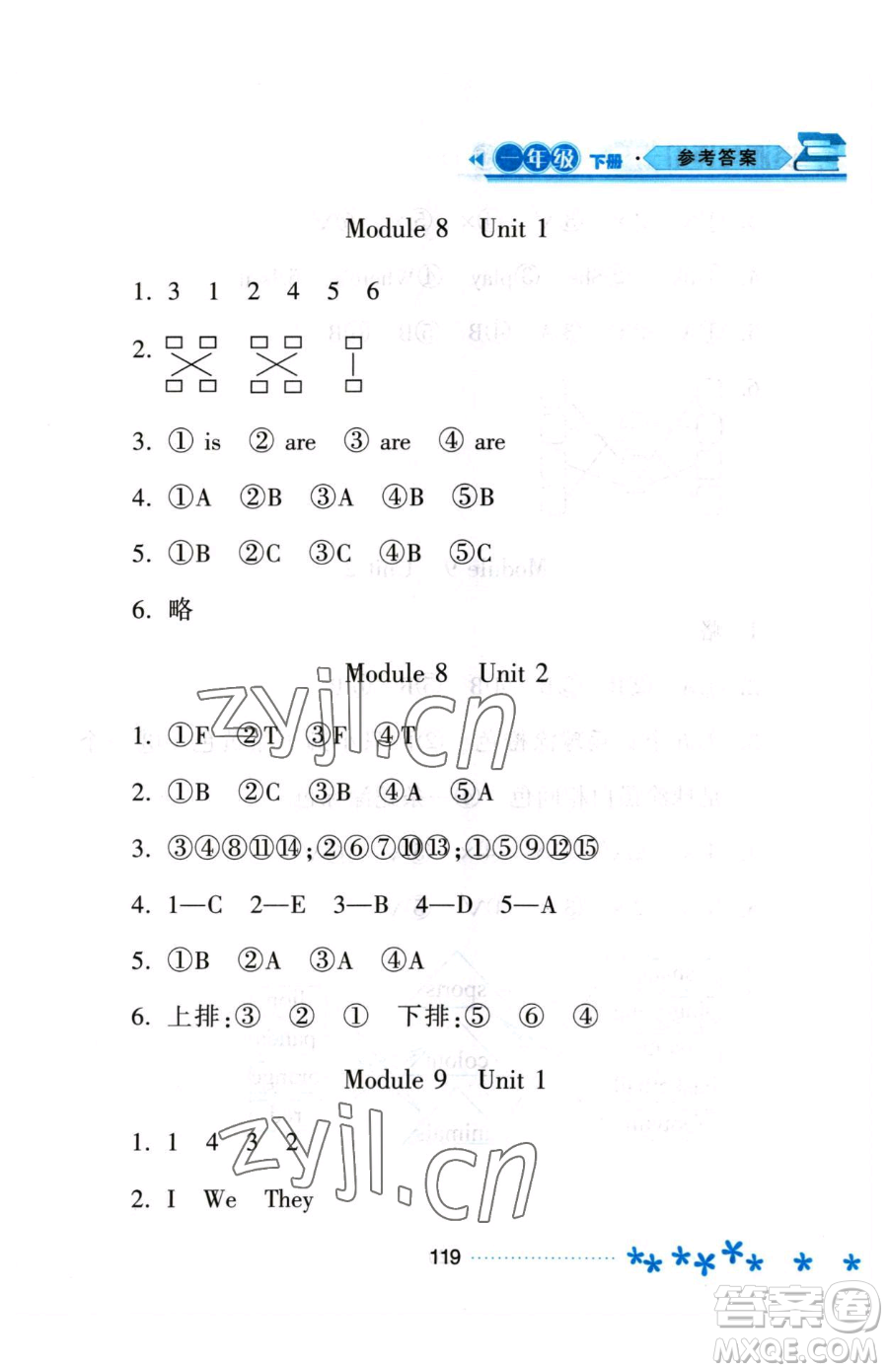 黑龍江教育出版社2023資源與評(píng)價(jià)一年級(jí)下冊(cè)英語(yǔ)外研版參考答案