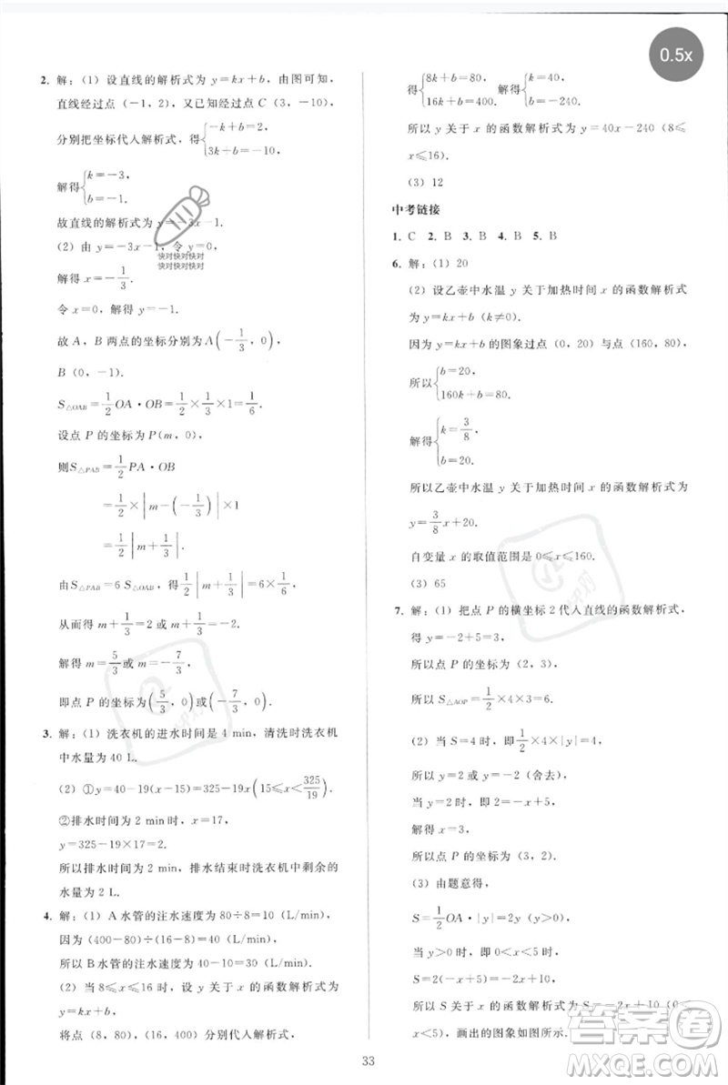 人民教育出版社2023同步輕松練習(xí)八年級數(shù)學(xué)下冊人教版參考答案