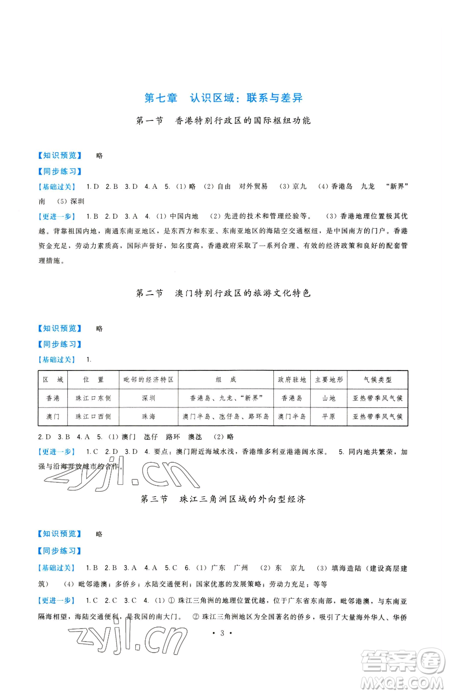 福建人民出版社2023頂尖課課練八年級(jí)下冊(cè)地理湘教版參考答案