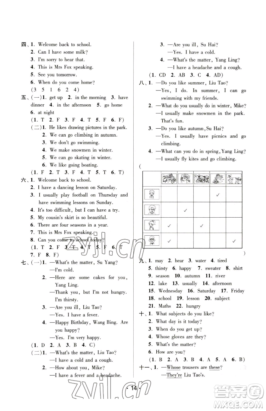 江蘇鳳凰美術(shù)出版社2023課時金練四年級下冊英語江蘇版參考答案