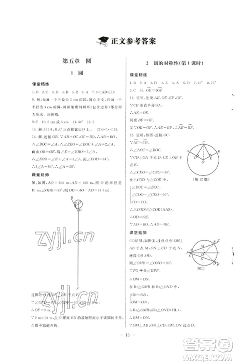 北京師范大學(xué)出版社2023初中同步練習(xí)冊九年級數(shù)學(xué)下冊魯教版五四制參考答案