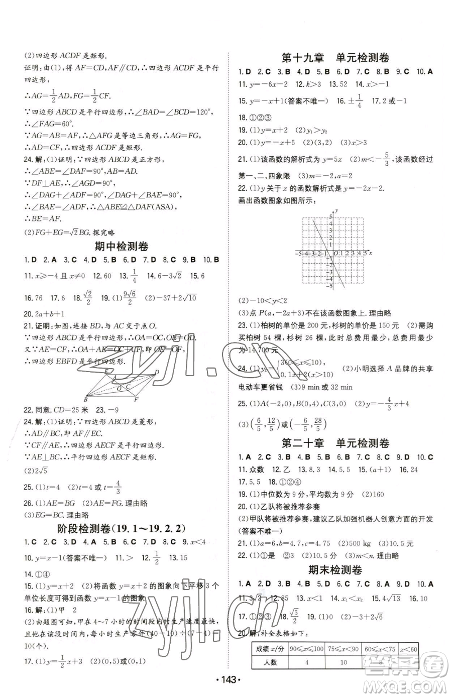 湖南教育出版社2023一本同步訓練八年級下冊數(shù)學人教版參考答案