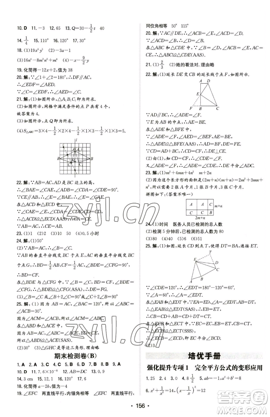 湖南教育出版社2023一本同步訓(xùn)練七年級下冊數(shù)學(xué)北師大版參考答案