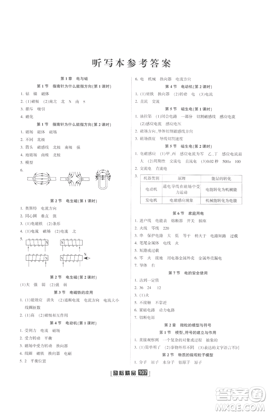 延邊人民出版社2023勵耘書業(yè)勵耘新同步八年級下冊科學浙教版參考答案