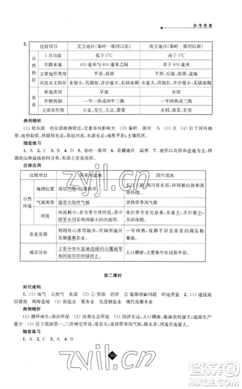 江蘇人民出版社2023中考復(fù)習(xí)指南九年級地理通用版參考答案