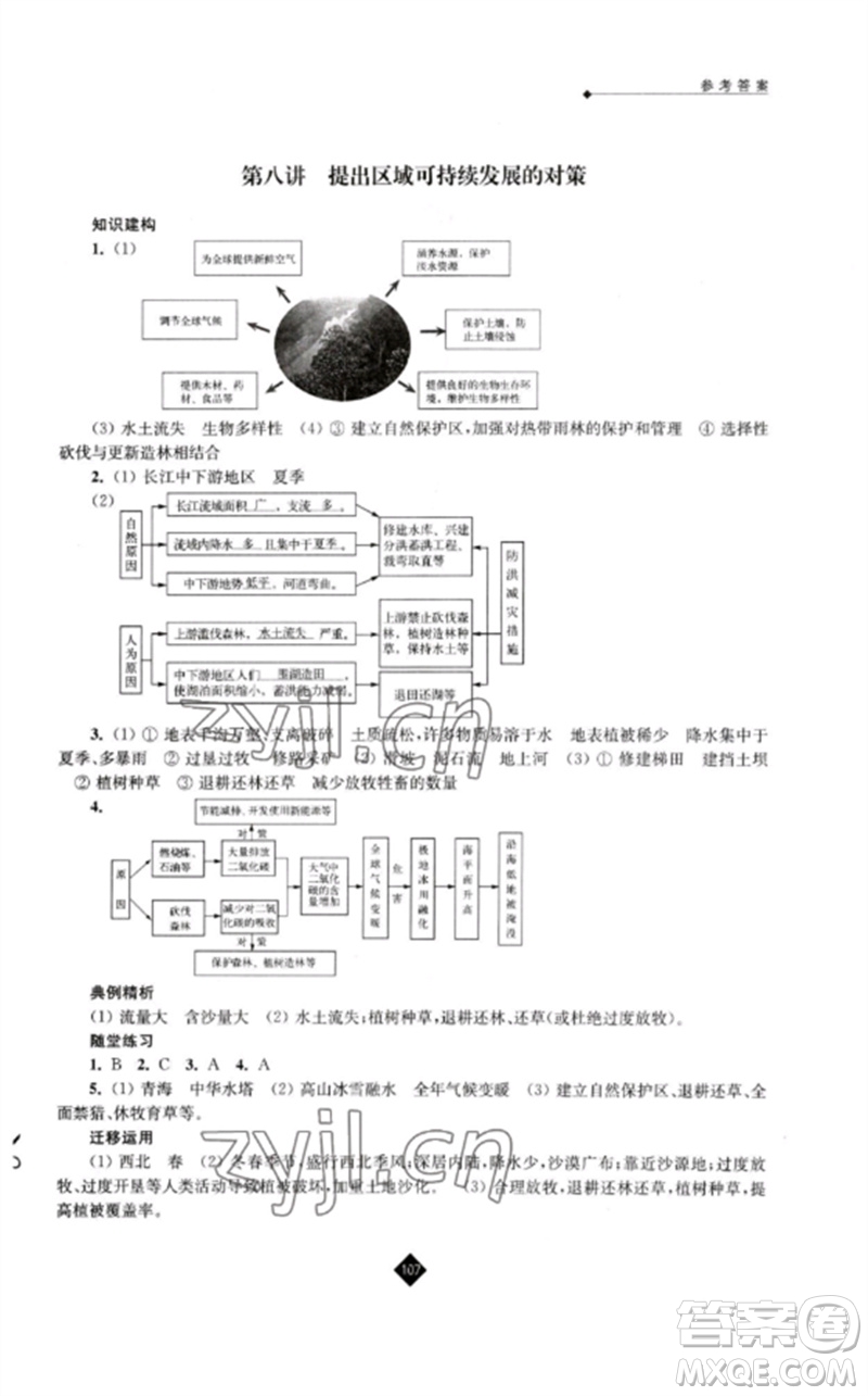 江蘇人民出版社2023中考復(fù)習(xí)指南九年級地理通用版參考答案