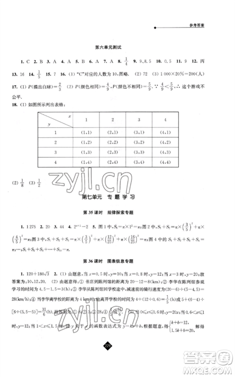 江蘇人民出版社2023中考復(fù)習(xí)指南九年級數(shù)學(xué)通用版參考答案