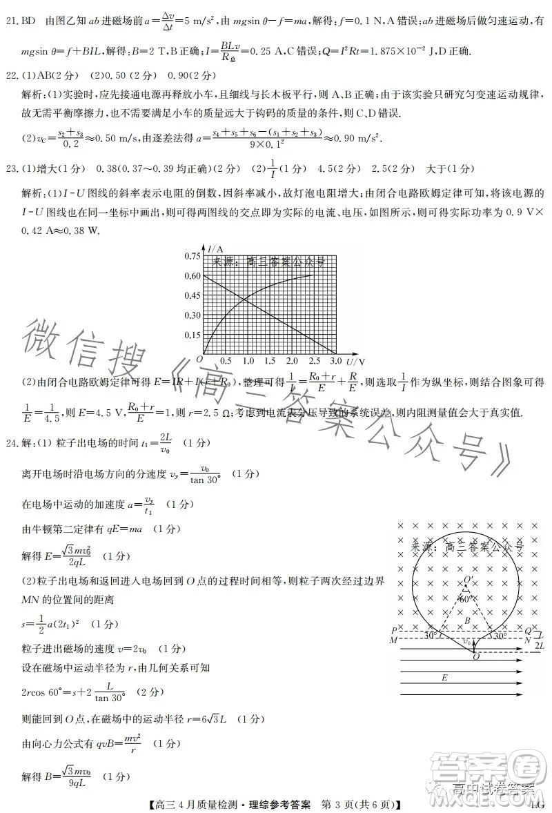 2023九師聯(lián)盟4月20日質量監(jiān)測高三理科綜合試卷答案