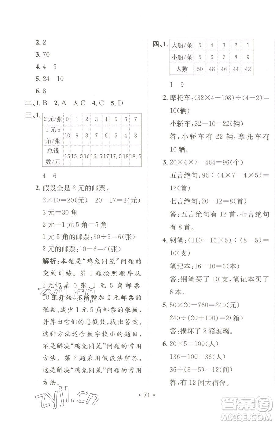 新疆青少年出版社2023同行課課100分過關(guān)作業(yè)四年級下冊數(shù)學(xué)人教版參考答案