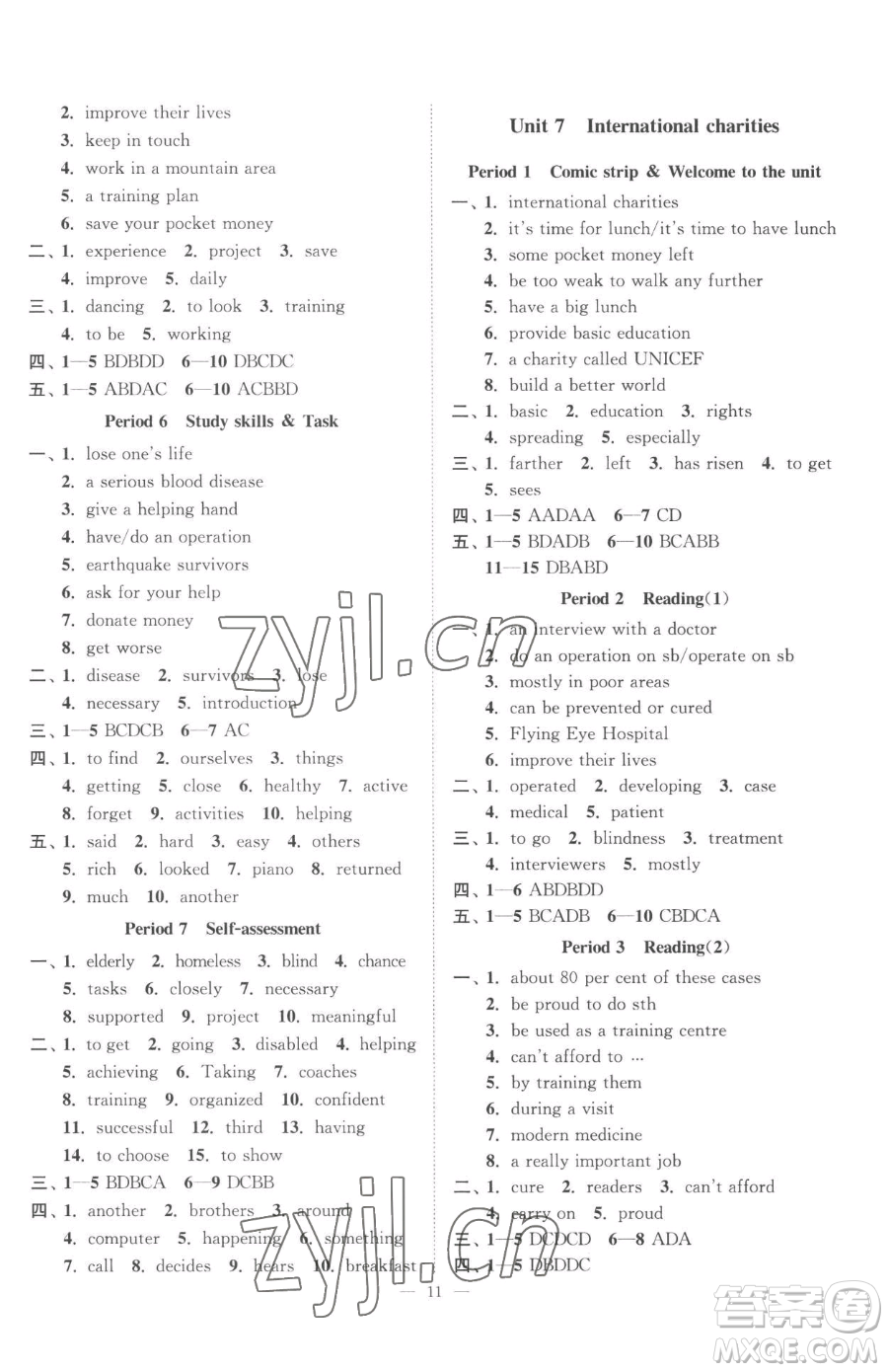 江蘇鳳凰美術(shù)出版社2023南通小題課時(shí)提優(yōu)作業(yè)本八年級下冊英語譯林版參考答案