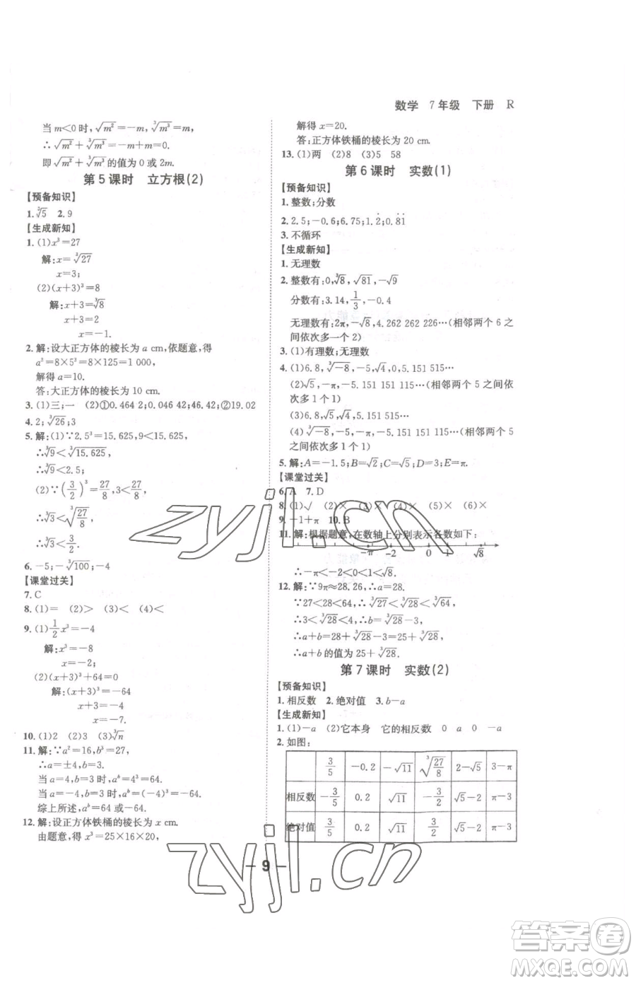 延邊大學(xué)出版社2023全程突破七年級(jí)下冊(cè)數(shù)學(xué)人教版參考答案