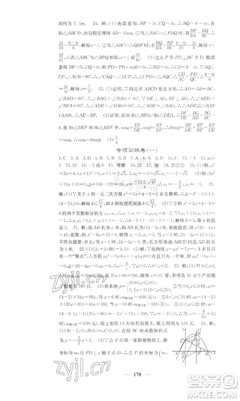 四川大學(xué)出版社2023課堂點(diǎn)睛九年級(jí)數(shù)學(xué)下冊(cè)人教版參考答案